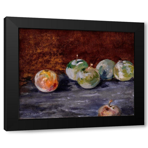 Plums Black Modern Wood Framed Art Print with Double Matting by Manet, Edouard