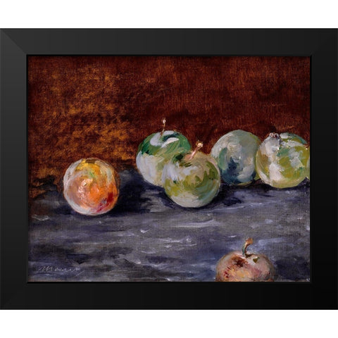 Plums Black Modern Wood Framed Art Print by Manet, Edouard