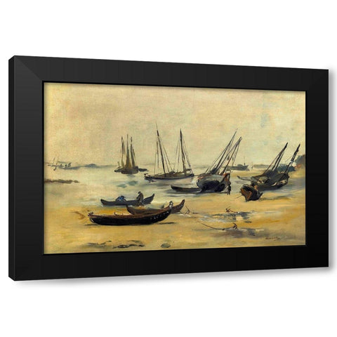 The beach at low tide Black Modern Wood Framed Art Print with Double Matting by Manet, Edouard