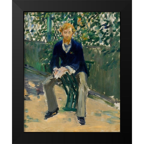 George Moore in the Artists Garden Black Modern Wood Framed Art Print by Manet, Edouard