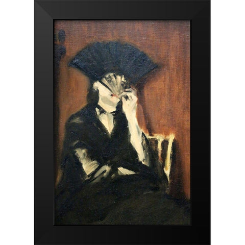 Berthe Morisot With a Fan Black Modern Wood Framed Art Print by Manet, Edouard