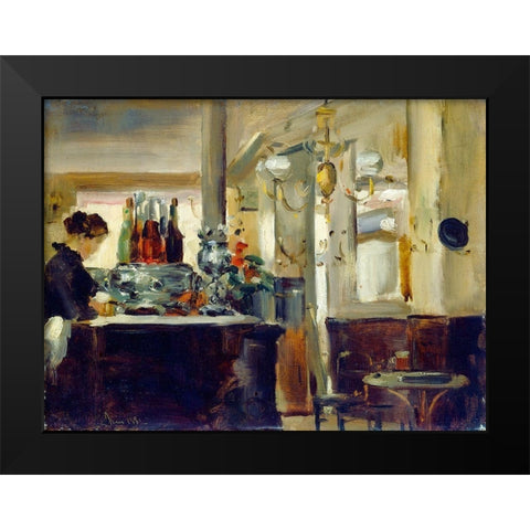 Bon Bock Cafe Black Modern Wood Framed Art Print by Manet, Edouard style of
