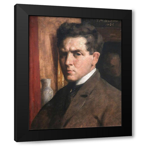 Self Portrait Black Modern Wood Framed Art Print with Double Matting by Weir, J Alden