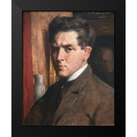 Self Portrait Black Modern Wood Framed Art Print by Weir, J Alden