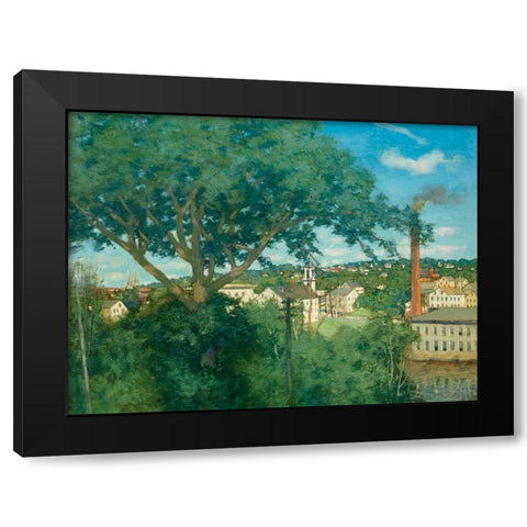The Factory Village Black Modern Wood Framed Art Print with Double Matting by Weir, J Alden