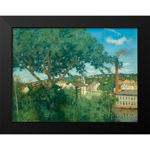 The Factory Village Black Modern Wood Framed Art Print by Weir, J Alden