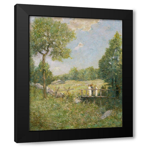The Fishing Party Black Modern Wood Framed Art Print by Weir, J Alden