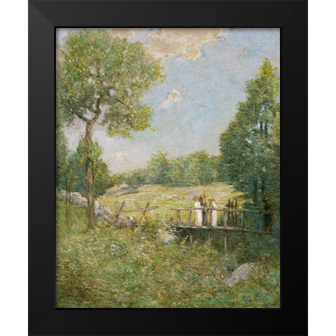 The Fishing Party Black Modern Wood Framed Art Print by Weir, J Alden