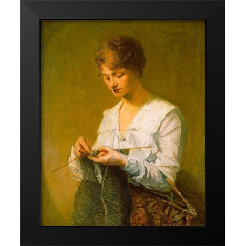 Knitting for Soldiers Black Modern Wood Framed Art Print by Weir, J Alden