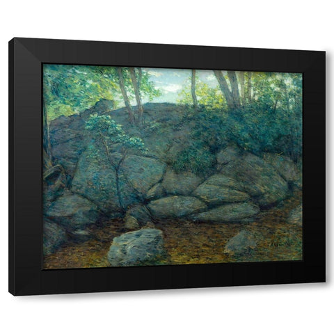 Woodland Rocks Black Modern Wood Framed Art Print by Weir, J Alden