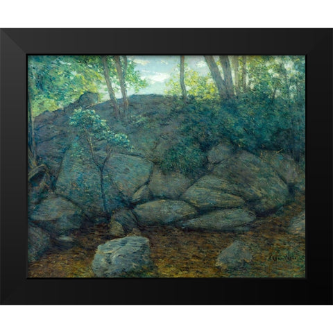 Woodland Rocks Black Modern Wood Framed Art Print by Weir, J Alden