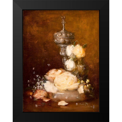 Silver Chalice with Roses Black Modern Wood Framed Art Print by Weir, J Alden
