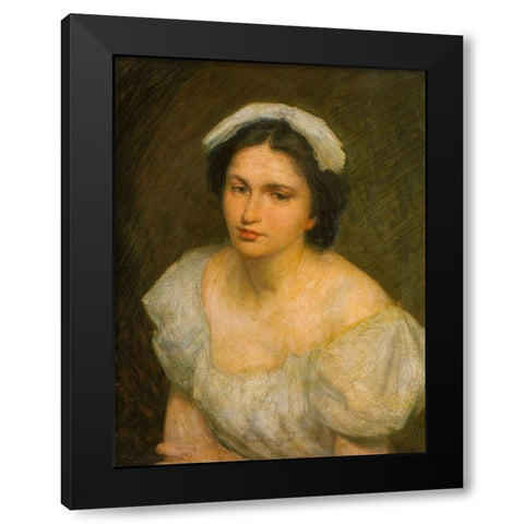 An Alsatian Girl Black Modern Wood Framed Art Print with Double Matting by Weir, J Alden