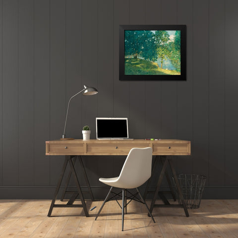 Afternoon by the Pond Black Modern Wood Framed Art Print by Weir, J Alden