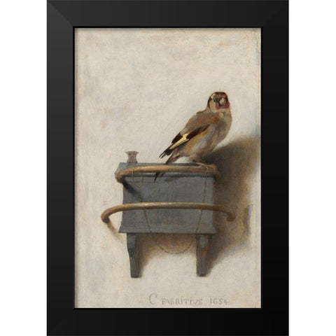 The Goldfinch Black Modern Wood Framed Art Print by Fabritius, Carel