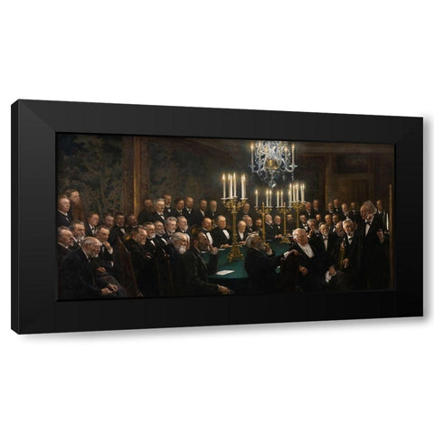 A meeting in the Royal Danish Academy of Sciences and Letters Black Modern Wood Framed Art Print by Kroyer, Peder Severin