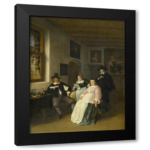 The De Goyer family and the painter Black Modern Wood Framed Art Print with Double Matting by Ostade, Adriaen van