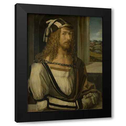 Self-portrait Black Modern Wood Framed Art Print with Double Matting by Durer, Albrecht