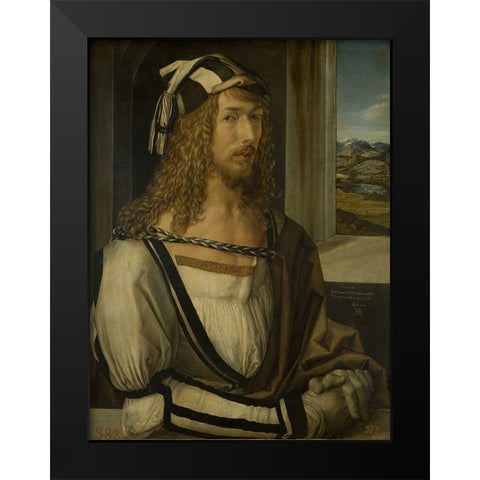 Self-portrait Black Modern Wood Framed Art Print by Durer, Albrecht