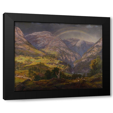 View from Stalheim Black Modern Wood Framed Art Print with Double Matting by Dahl, Johan Christian