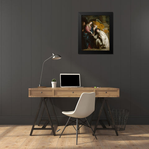 The Vision of the Blessed Hermann Joseph Black Modern Wood Framed Art Print by van Dyck, Anton