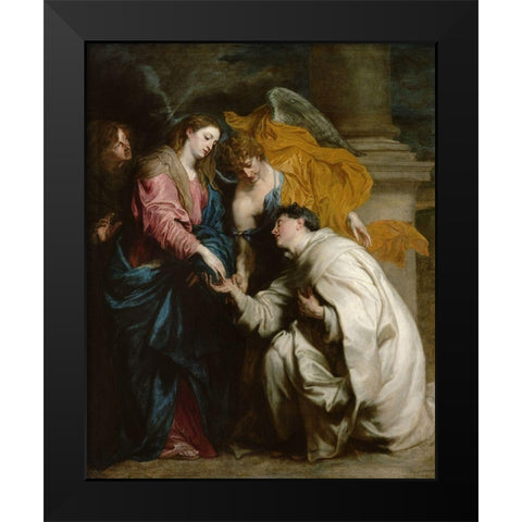 The Vision of the Blessed Hermann Joseph Black Modern Wood Framed Art Print by van Dyck, Anton