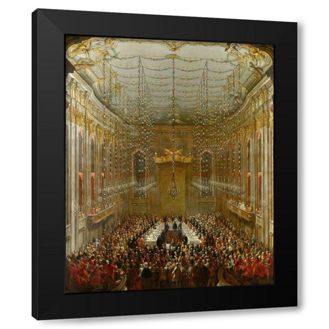 Wedding Supper Black Modern Wood Framed Art Print with Double Matting by van Meytens, Martin