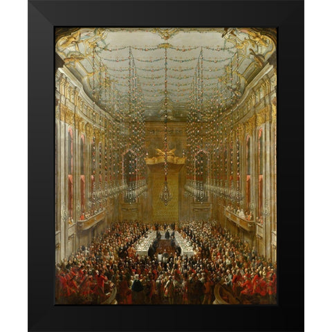 Wedding Supper Black Modern Wood Framed Art Print by van Meytens, Martin