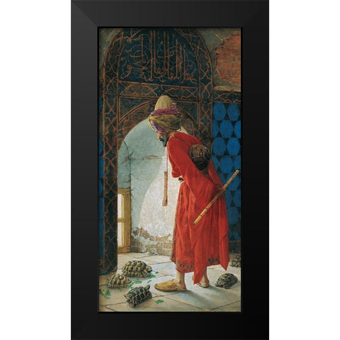 The Tortoise Trainer Black Modern Wood Framed Art Print by Bey, Osman Hamdi