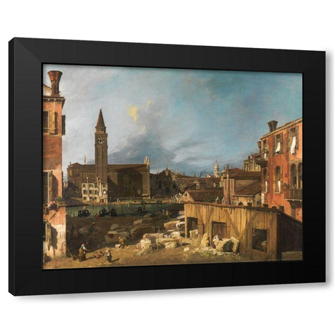 The Stonemasons Yard Black Modern Wood Framed Art Print with Double Matting by Canaletto