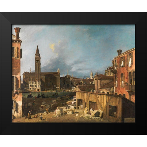 The Stonemasons Yard Black Modern Wood Framed Art Print by Canaletto