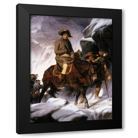 Napoleon Crossing the Alps Black Modern Wood Framed Art Print by Delaroche, Paul