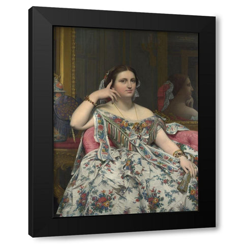 Madame Moitessier Black Modern Wood Framed Art Print with Double Matting by Ingres, Dominique