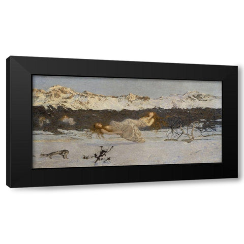 The Punishment of Lust Black Modern Wood Framed Art Print with Double Matting by Segantini, Giovanni