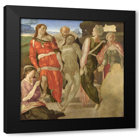 The Entombment Black Modern Wood Framed Art Print with Double Matting by Michelangelo