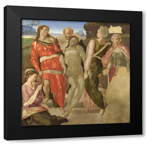 The Entombment Black Modern Wood Framed Art Print by Michelangelo