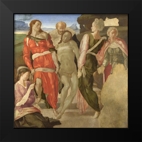 The Entombment Black Modern Wood Framed Art Print by Michelangelo