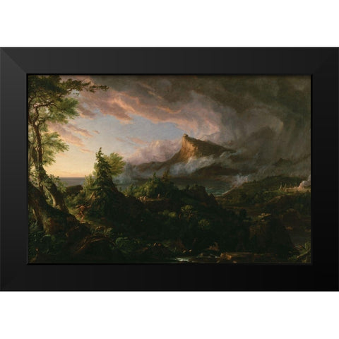 The Savage StateÂ fromÂ The Course of Empire Black Modern Wood Framed Art Print by Cole, Thomas