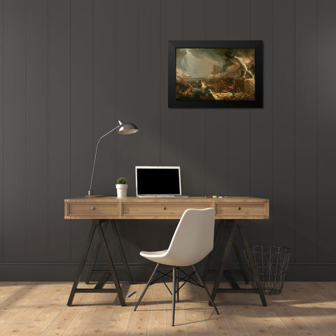 The Course of Empire Destruction Black Modern Wood Framed Art Print by Cole, Thomas