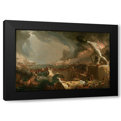 The Course of Empire Destruction Black Modern Wood Framed Art Print by Cole, Thomas