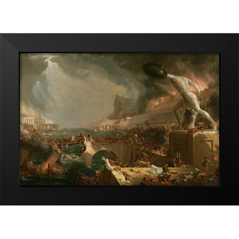 The Course of Empire Destruction Black Modern Wood Framed Art Print by Cole, Thomas