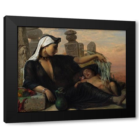 An Egyptian Fellah Woman with her BabyÂ  Black Modern Wood Framed Art Print with Double Matting by Jerichau-Baumann, Elisabeth