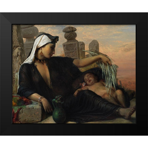 An Egyptian Fellah Woman with her BabyÂ  Black Modern Wood Framed Art Print by Jerichau-Baumann, Elisabeth