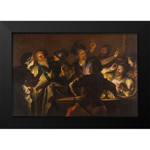 The Denial of St. Peter Black Modern Wood Framed Art Print by Seghers, Gerard