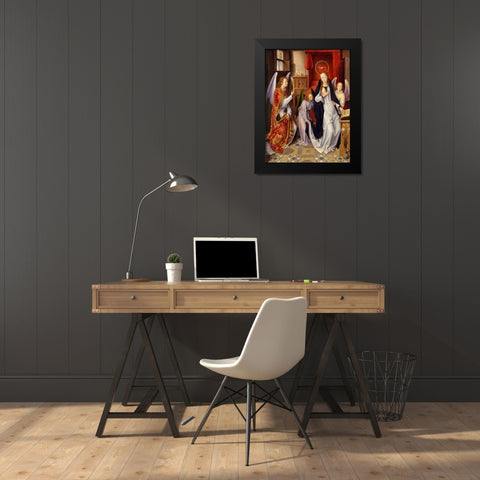 The Annunciation Black Modern Wood Framed Art Print by Memling, Hans