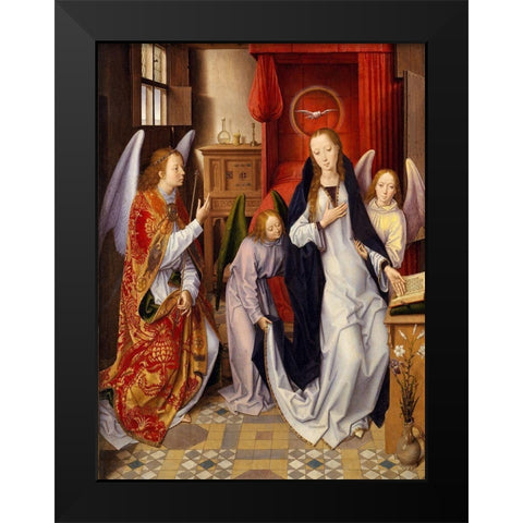 The Annunciation Black Modern Wood Framed Art Print by Memling, Hans