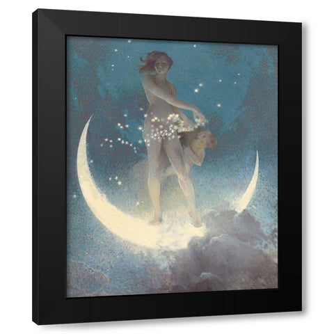 Spring Scattering Stars Black Modern Wood Framed Art Print by Blashfield, Edwin