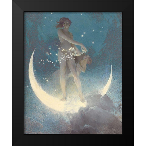 Spring Scattering Stars Black Modern Wood Framed Art Print by Blashfield, Edwin