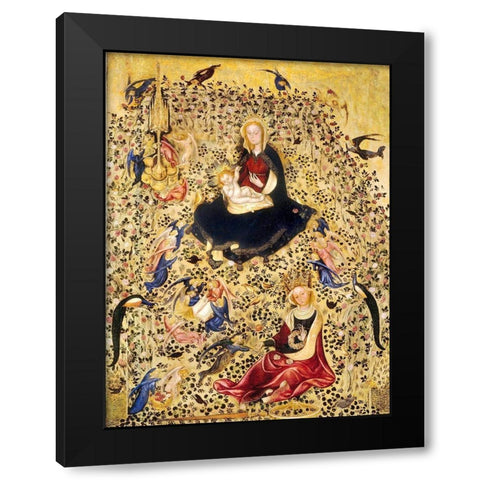 Madonna of the Rose Garden Black Modern Wood Framed Art Print by Unknown
