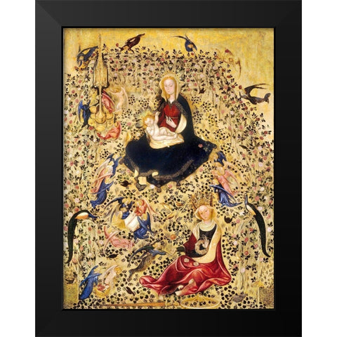 Madonna of the Rose Garden Black Modern Wood Framed Art Print by Unknown